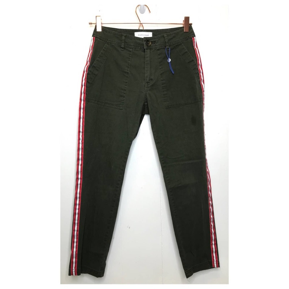 POPSUGAR | Hi-Rise Ankle Cropped Side Stripe Pants •